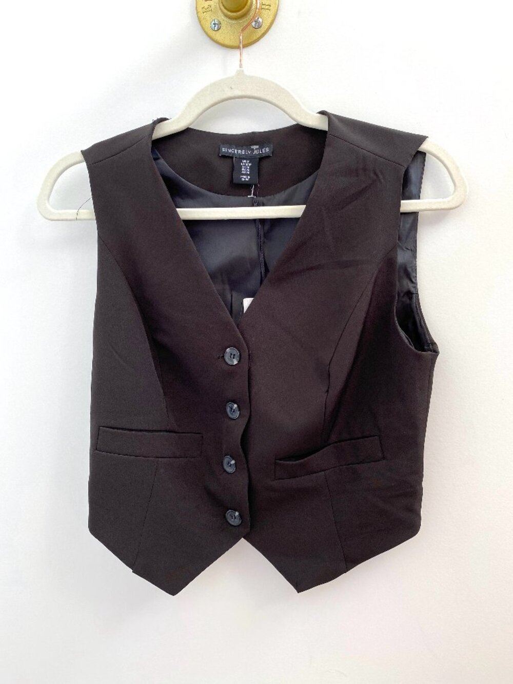 Sincerly Jules Black Button Down Vest NWT Medium